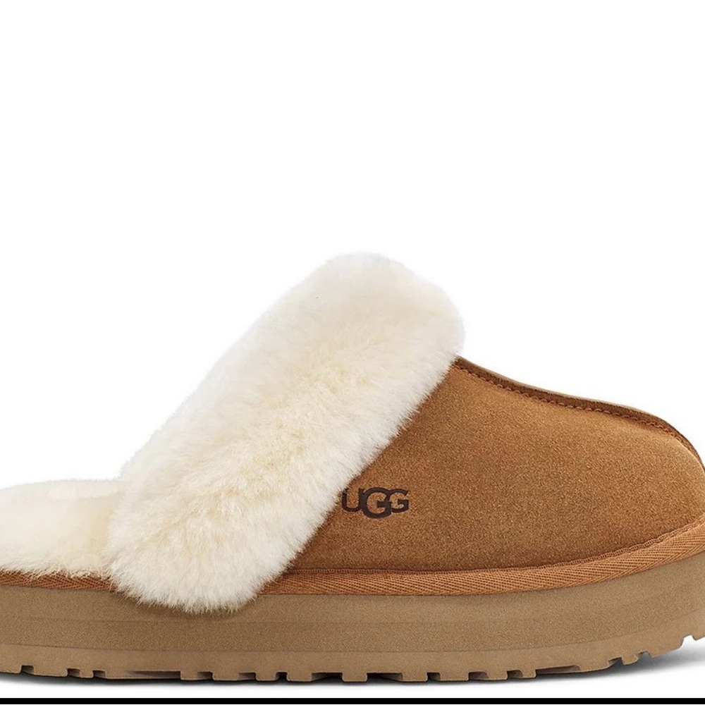 UGG Women's Disquette Suede Fur Platform Slippers